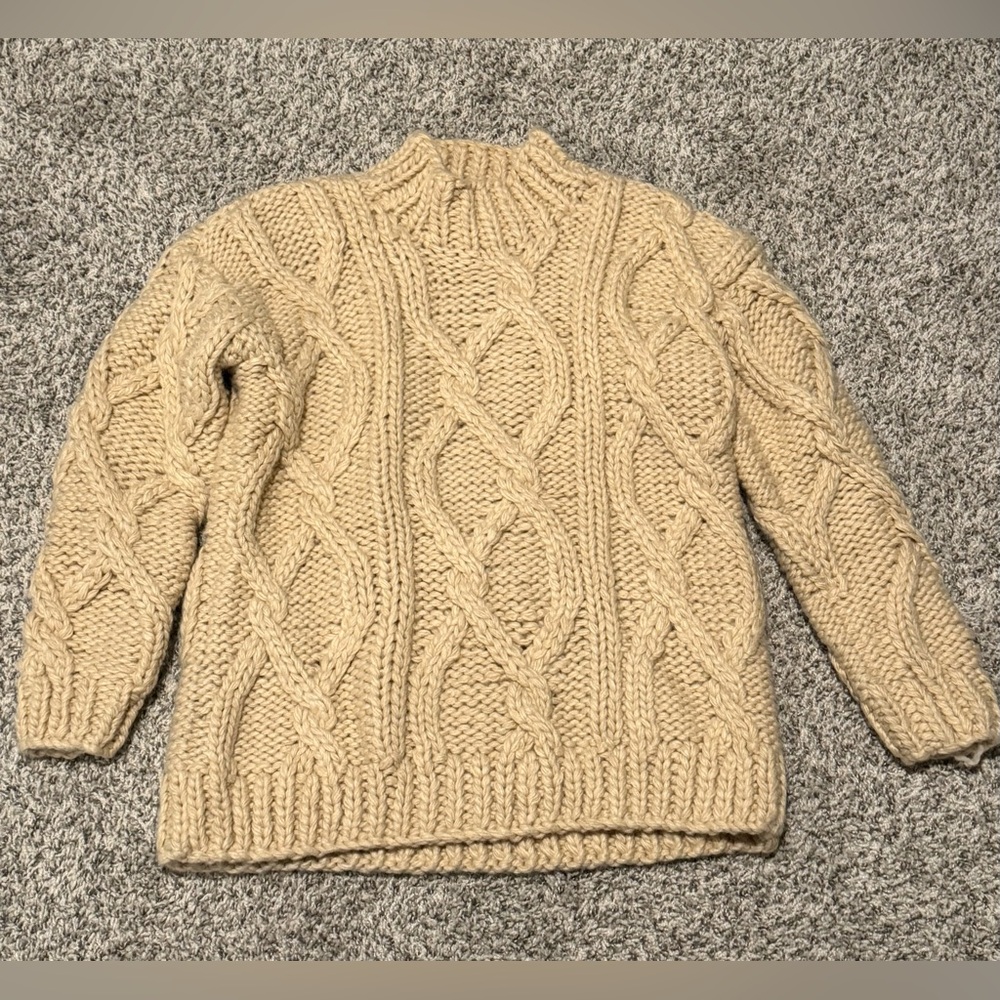 DISSH Cable Knit Turtleneck Sweater - Tan